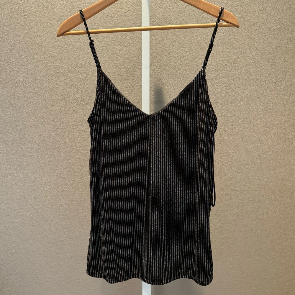 Nine Britton Benecia Lurex Spaghetti Tank in Black - Size Medium